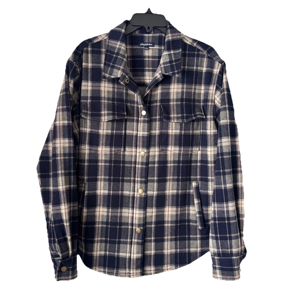 Flag & Anthem Snap Button Plaid Flannel Shacket Shirt